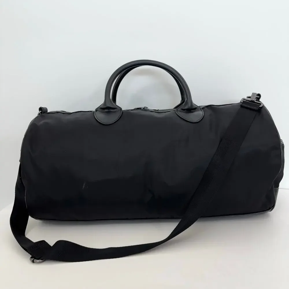 Diesel On The Road M-Flying Duffle Bag Nylon Embroidered Leather Trim Black Mens
